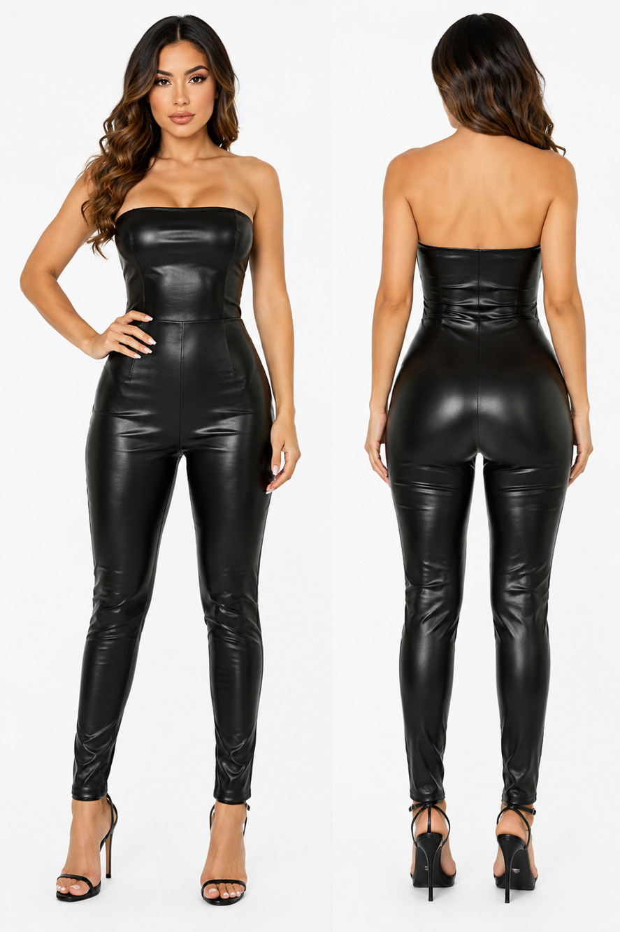Fashion Nova Faux Leather Leggings Size M Black High Waist Stretch